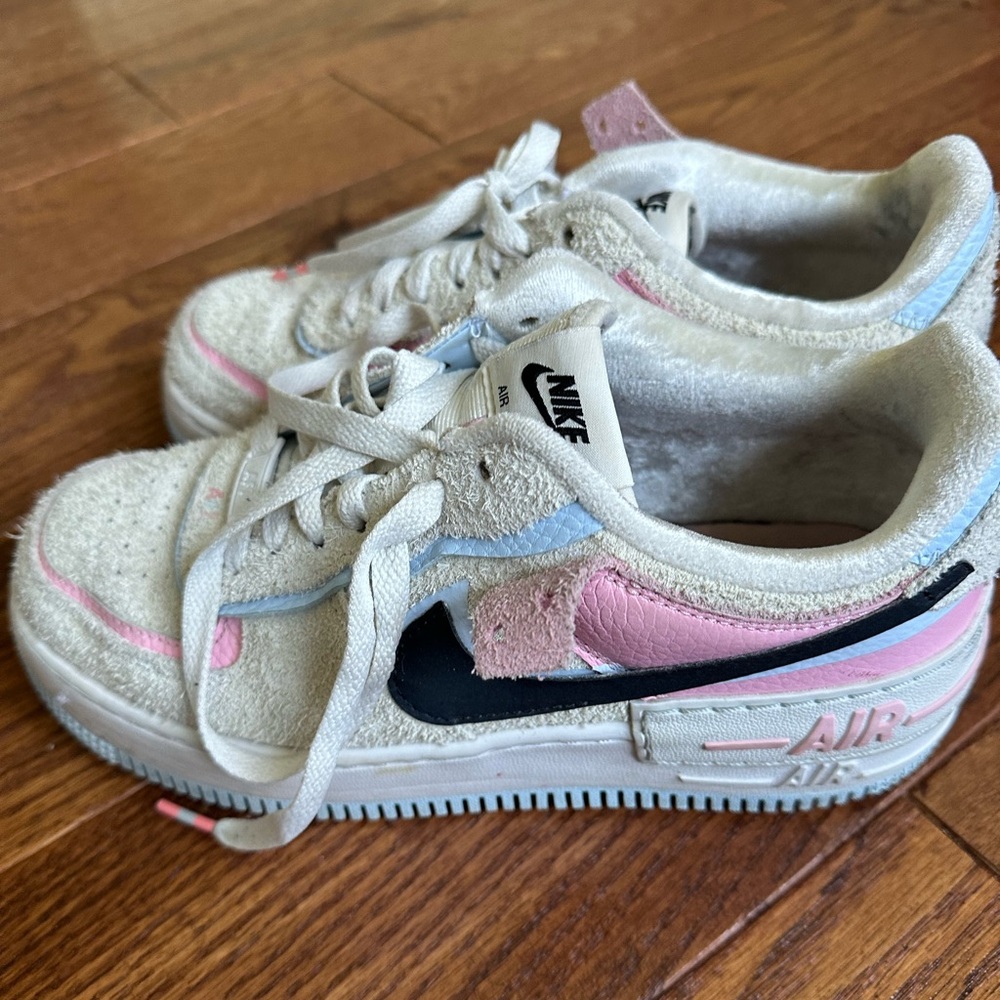 Nike Air Force swayed pink blue grey and white